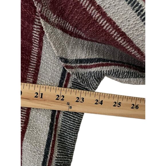 American Crown Baja Hoodie XL Pullover Striped Surf Rug Knit Gray Maroon Pocket - Picture 8 of 11